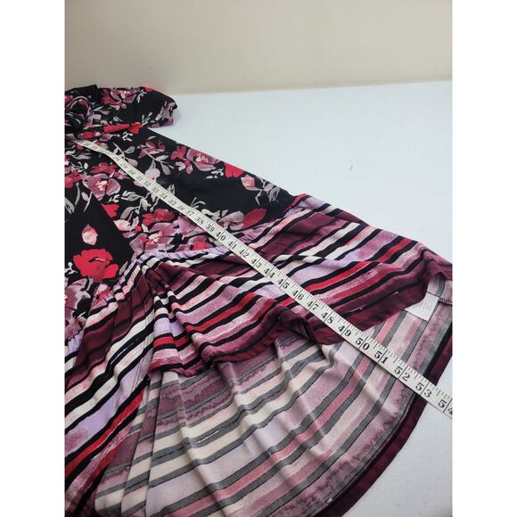 Du Joir Black Red Floral V-Neck 3/4 Sleeve Faux Wrap Maxi Dress Women's Sz XLP - Picture 5 of 16